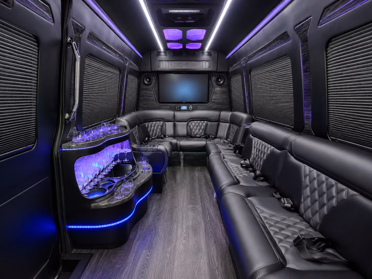 westminster 40 passenger party bus inside